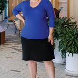 Bamboo Reversible Tee 3/4 sleeve in blue