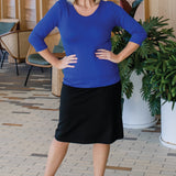 Bamboo Reversible Tee 3/4 sleeve in blue