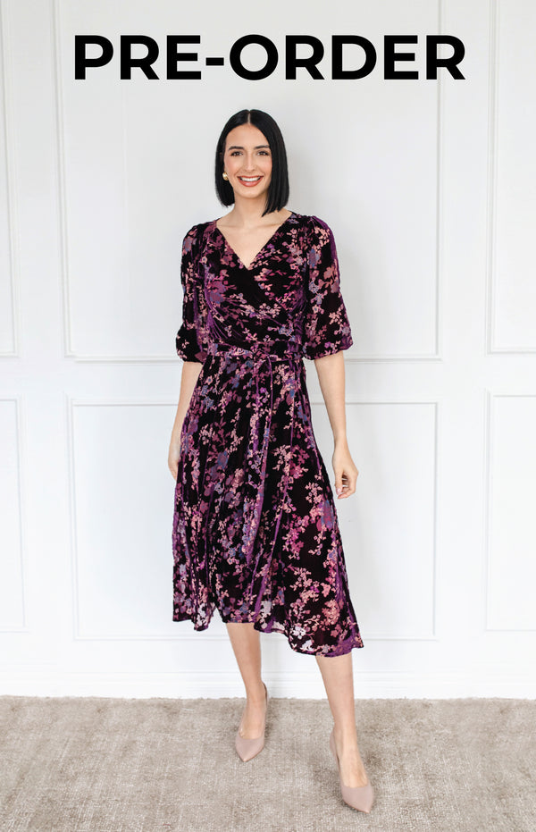 PRE-ORDER Victoria Dress in plum lady velvet