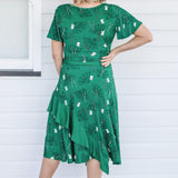 Abagail Reversible Dress in lucky cat green