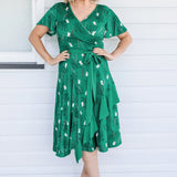 Abagail Reversible Dress in lucky cat green