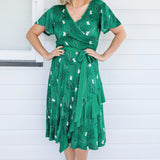 Abagail Reversible Dress in lucky cat green