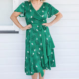 Abagail Reversible Dress in lucky cat green