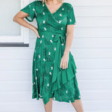 Abagail Reversible Dress in lucky cat green