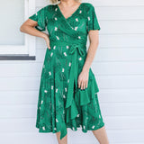 Abagail Reversible Dress in lucky cat green