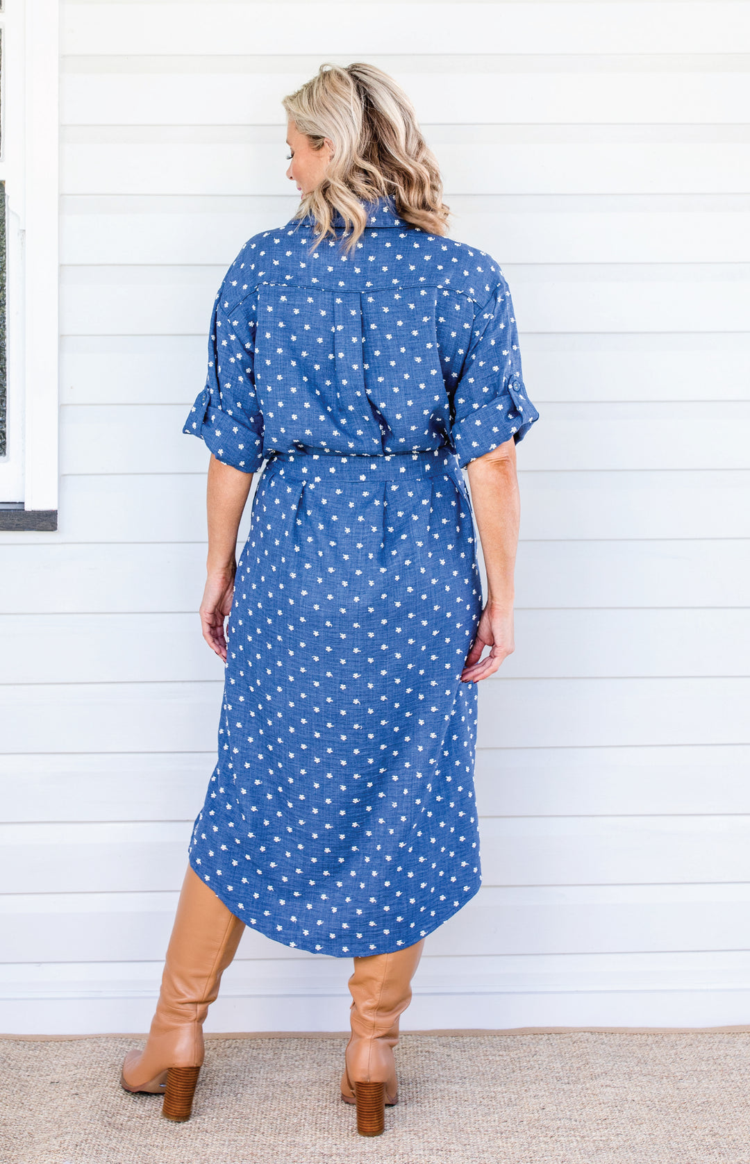 Alison Shirt Dress in floral denim