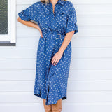 Alison Shirt Dress in floral denim