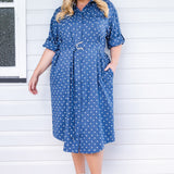 Alison Shirt Dress in floral denim