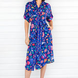 Alison Shirt Dress in folk fairytale navy