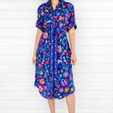 Alison Shirt Dress in folk fairytale navy