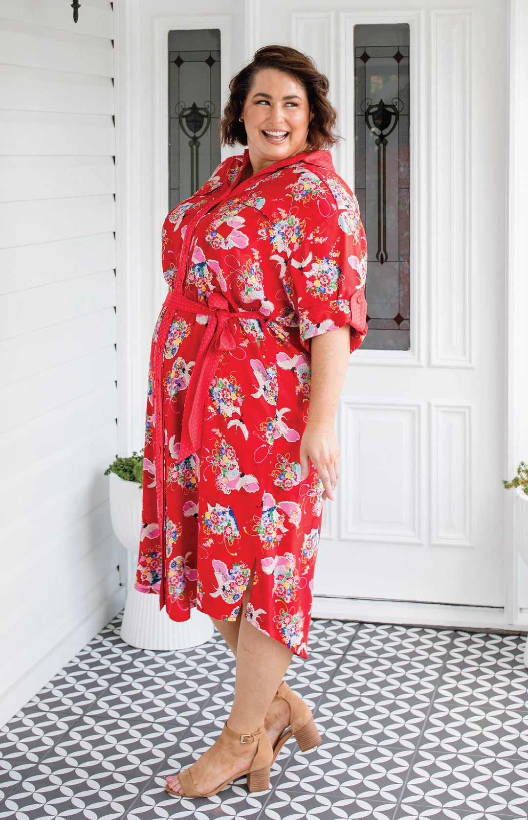 Alison Shirt Dress in happiness red