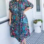 Model wearing Alison Shirt Dress in navy Truly Madly – relaxed fit with removable waist tie