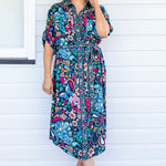 Maiocchi Alison Shirt Dress in Truly Madly navy – best-selling contrast panel floral print shirt dress