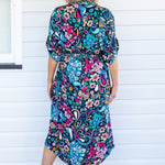 Back view of Alison Shirt Dress in Truly Madly navy – fluid rayon fabric with classic shirt shape