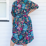 Back view of Alison Shirt Dress in Truly Madly navy – fluid rayon fabric with classic shirt shape