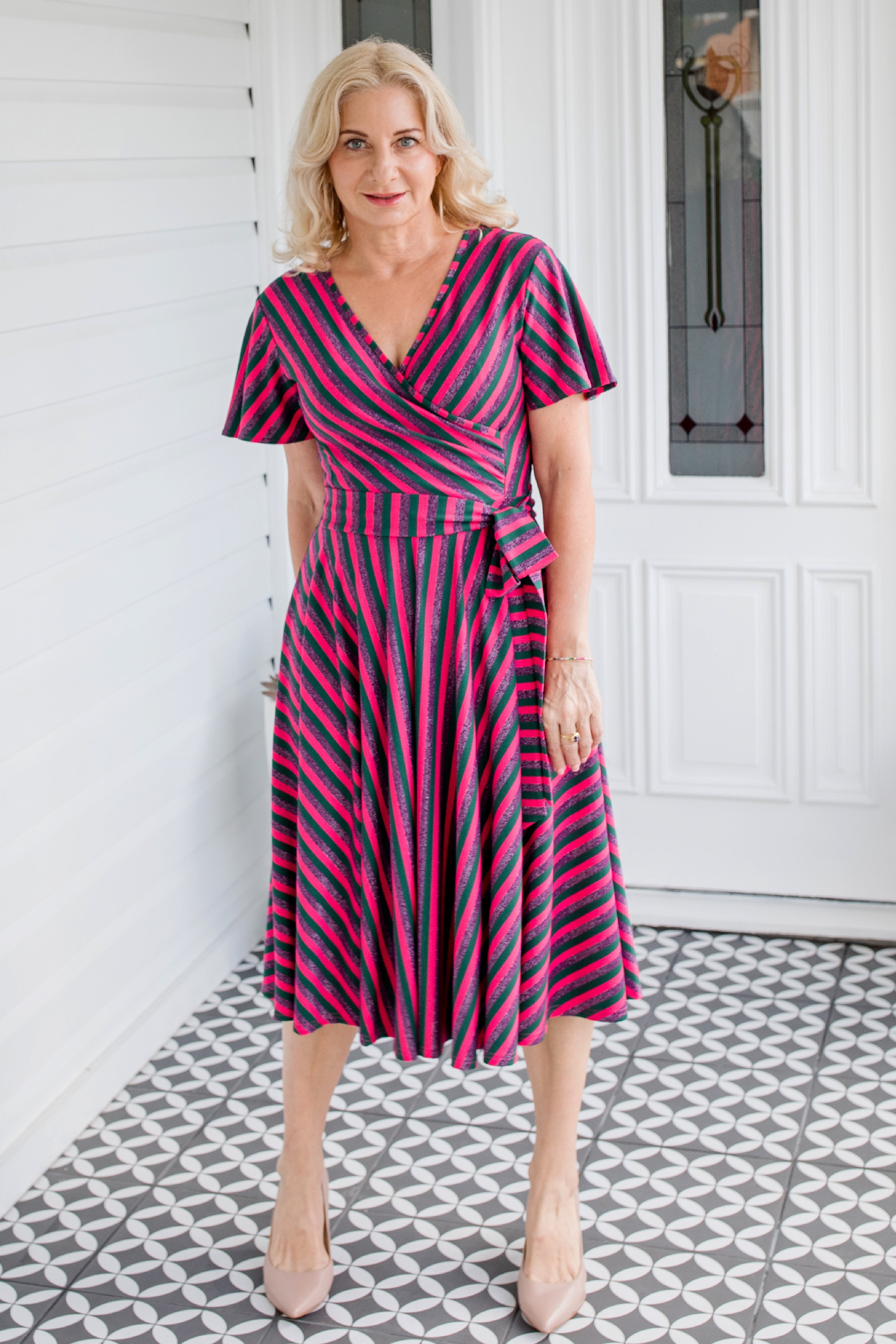 Maiocchi Arabella Dress in Sparkle Stripes – colourful party dress