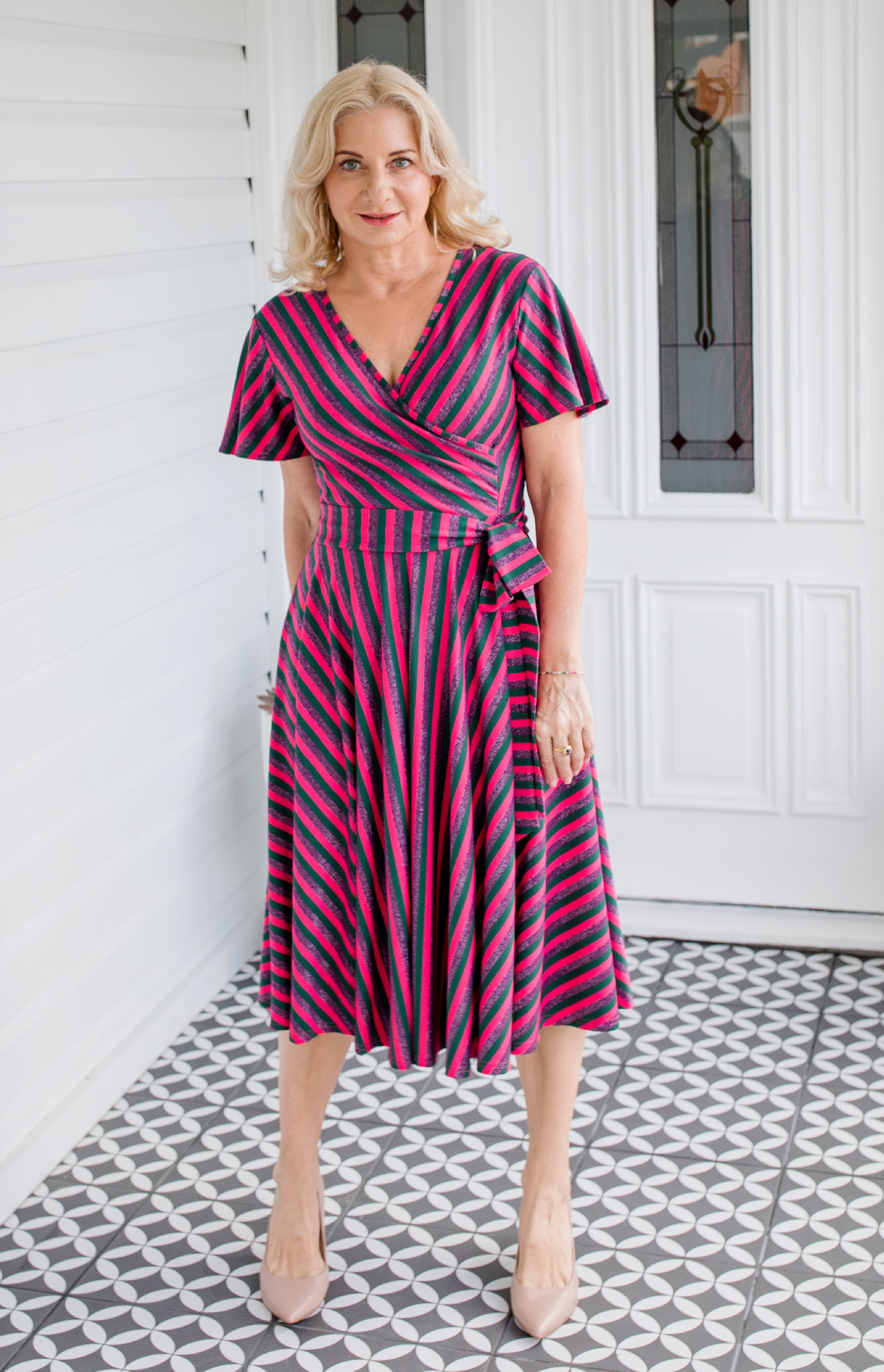 Maiocchi Arabella Dress in Sparkle Stripes – colourful party dress
