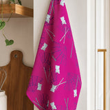 Tea Towel in lucky cat pink
