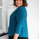 Bella Bamboo Cardie 3/4 sleeve in petrol
