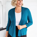 Bella Bamboo Cardie 3/4 sleeve in petrol