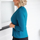 Bella Bamboo Cardie 3/4 sleeve in petrol