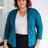 Bella Bamboo Cardie 3/4 sleeve in petrol