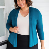 Bella Bamboo Cardie 3/4 sleeve in petrol