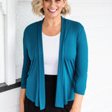 Bella Bamboo Cardie 3/4 sleeve in petrol