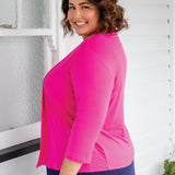 Bella Bamboo Cardie 3/4 sleeve in neon pink