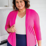 Bella Bamboo Cardie 3/4 sleeve in neon pink