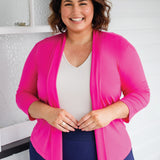 Bella Bamboo Cardie 3/4 sleeve in neon pink