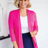 Bella Bamboo Cardie 3/4 sleeve in neon pink
