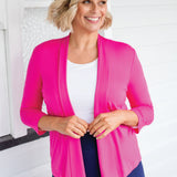 Bella Bamboo Cardie 3/4 sleeve in neon pink