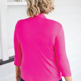 Bella Bamboo Cardie 3/4 sleeve in neon pink