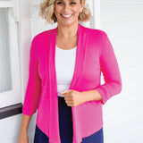 Bella Bamboo Cardie 3/4 sleeve in neon pink