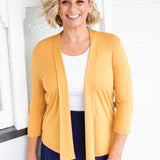 Bella Bamboo Cardie 3/4 sleeve in saffron