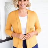 Bella Bamboo Cardie 3/4 sleeve in saffron