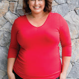 Bamboo Reversible Tee 3/4 sleeve in flame
