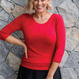 Bamboo Reversible Tee 3/4 sleeve in flame