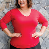 Bamboo Reversible Tee 3/4 sleeve in flame