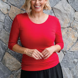 Bamboo Reversible Tee 3/4 sleeve in flame