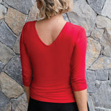 Bamboo Reversible Tee 3/4 sleeve in flame