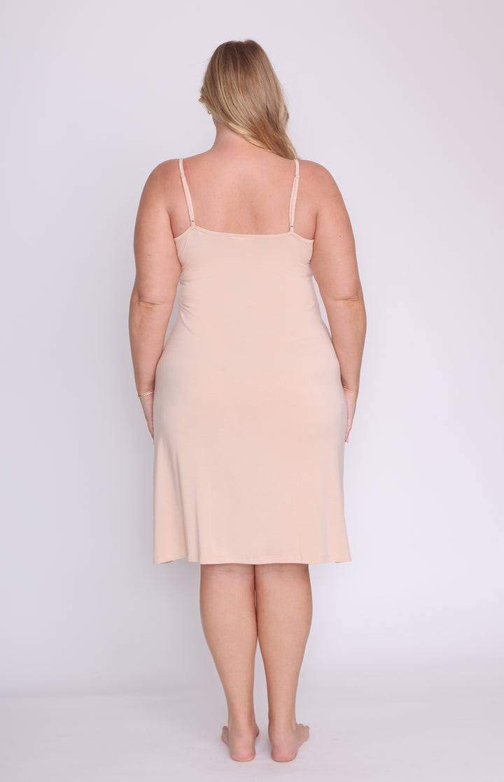 Bamboo Slip Dress in nude
