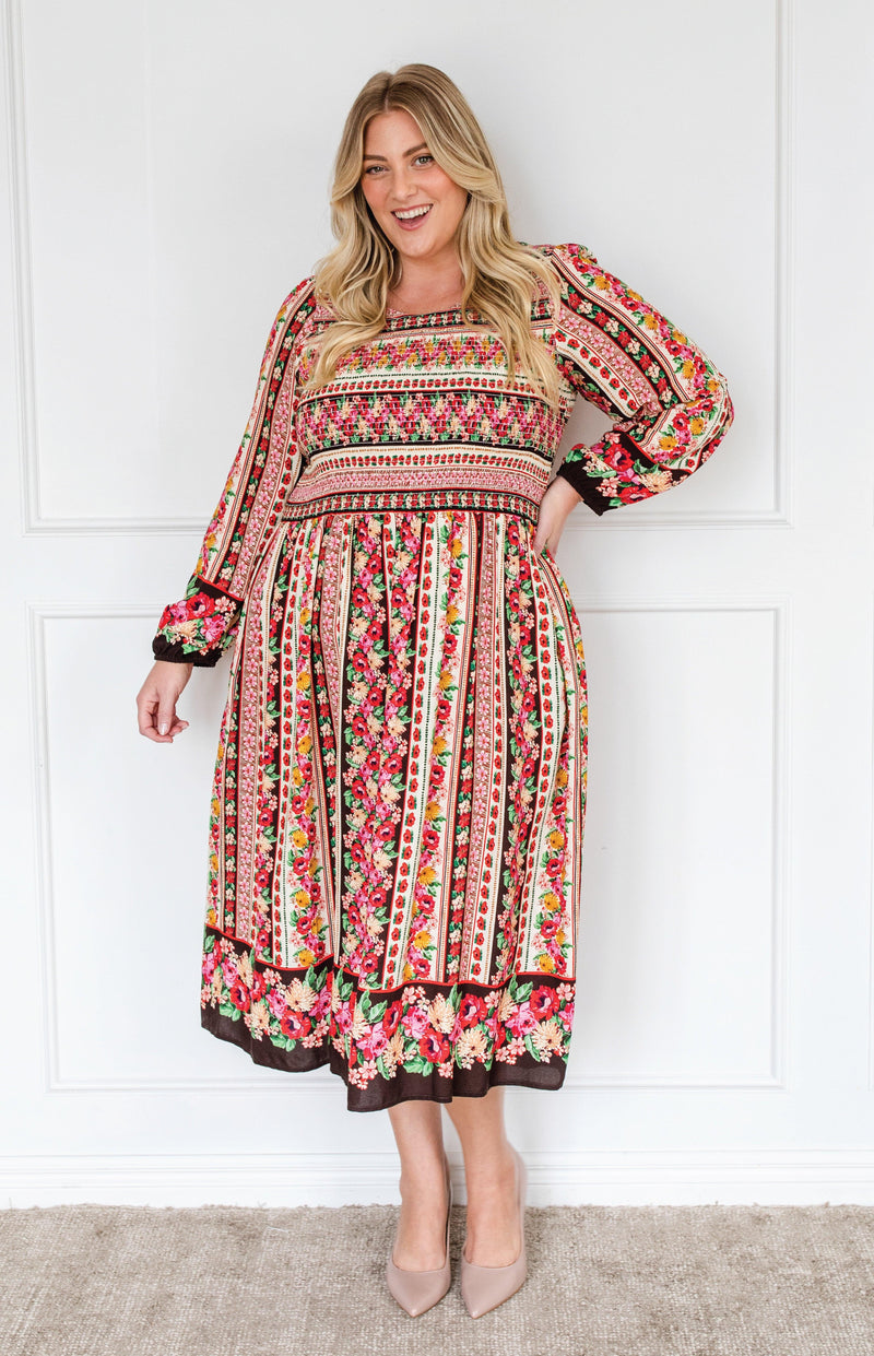 Barbados Midi Dress in charmed stripe