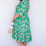 Barbados Mini Dress in daisy days green