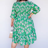 Barbados Mini Dress in daisy days green