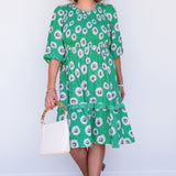 Barbados Mini Dress in daisy days green