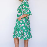 Barbados Mini Dress in daisy days green