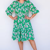 Barbados Mini Dress in daisy days green