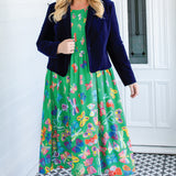 Barbados Midi Dress in social butterfly green